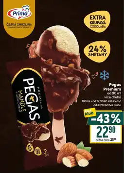 Billa Prima Pegas Premium Mandle v mléčné čokoládě nabídka