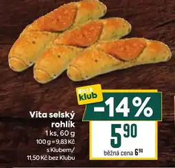 Billa Vita selský rohlík nabídka