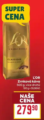 Billa L'OR zrnková káva nabídka
