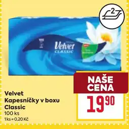 Billa Velvet kapesníčky v boxu classic nabídka