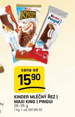 Flop Kinder mléčný řez | maxi king | pingui nabídka