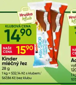 Hruška Kinder mléčný řez nabídka