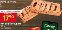 Hruška Hot dog s kečupem nabídka