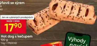 Hruška Hot dog s kečupem nabídka