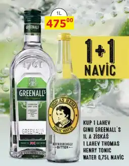 BENE Nápoje Greenall's ginu nabídka