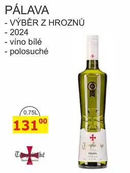 BENE Nápoje Templářské Pálava nabídka