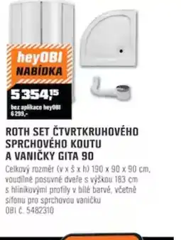 OBI Roth set čtvrtkruhového sprchového koutu a vaničky gita 90 nabídka