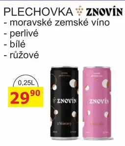 BENE Nápoje Znovín plechovka moravské zemské víno nabídka