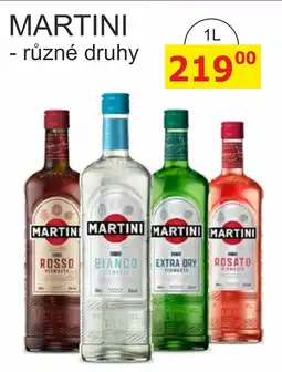 BENE Nápoje Martini - různé druhy nabídka