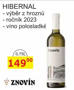BENE Nápoje Znovín hibernal nabídka