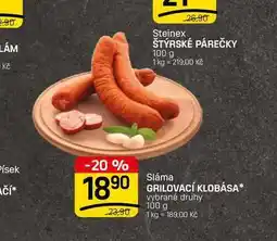 Flop GRILOVACÍ KLOBÁSA* vybrané druhy nabídka