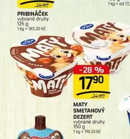 Flop MATY SMETANOVÝ DEZERT vybrané druhy nabídka