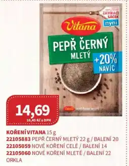 Kubík potraviny Vitana pepř černý mletý nabídka
