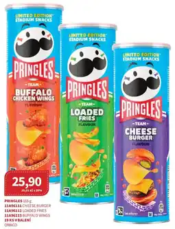 Kubík potraviny Pringles cheese burger loaded fries buffalo wings nabídka