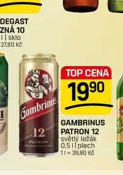Flop GAMBRINUS PATRON 12 světlý ležák 0,5l plech nabídka