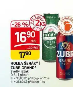 Flop HOLBA ŠERÁK* | ZUBR GRAND* světlý ležák 0,5 || plech nabídka