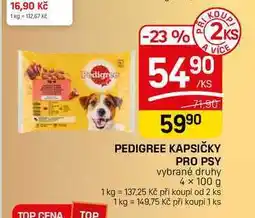 Flop PEDIGREE KAPSIČKY PRO PSY vybrané druhy 4× nabídka
