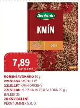 Kubík potraviny Avokádo kmín celý nabídka