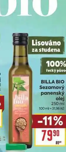 Billa BILLA BIO Sezamový panenský olej nabídka