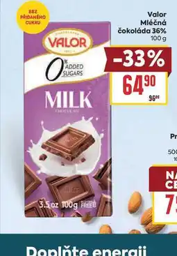Billa Valor Mléčná čokoláda 36% nabídka