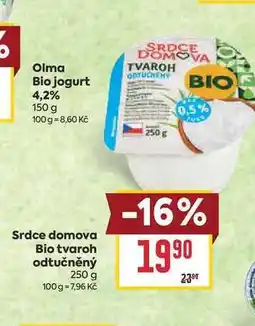 Billa Srdce domova Bio tvaroh odtučněný nabídka