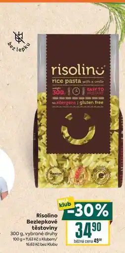Billa Risolino Bezlepkové těstoviny nabídka