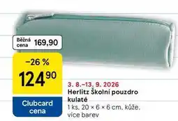 Tesco Herlitz Školní pouzdro kulaté, 20 x 6 x 6 cm, kůže, více barev, 1 ks nabídka