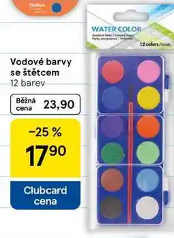 Tesco Vodové barvy se štětcem, 12 barev nabídka