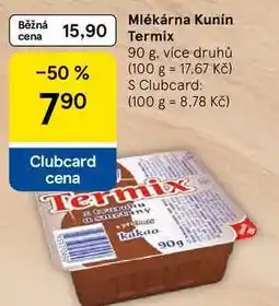 Tesco Mlékárna Kunín Termix, 90 g, více druhů nabídka
