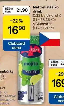 Tesco Mattoni nealko nabídka