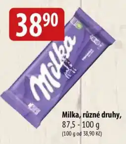 Bala Milka, různé druhy nabídka