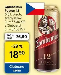 Tesco Gambrinus Patron 12, 0.5 I, plech nabídka