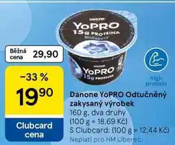 Tesco Danone YoPRO Odtučněný zakysaný výrobek, 160 g, dva druhy nabídka