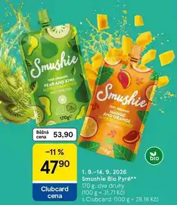 Tesco Smushie Bio Pyré, 170 g, dva druhy nabídka
