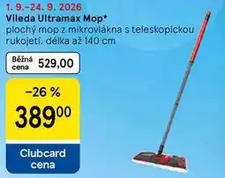 Tesco Vileda Ultramax Mop, plochý mop z mikrovlákna s teleskopickou rukojetí, délka až 140 cm nabídka