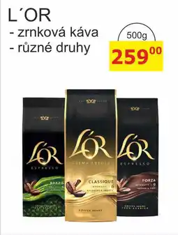 BENE Nápoje L'OR - zrnková káva - různé druhy nabídka