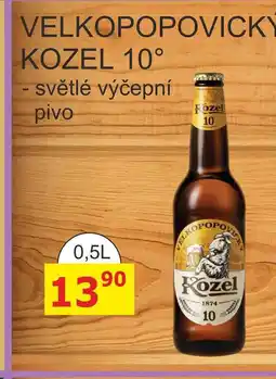 BENE Nápoje VELKOPOPOVICKY KOZEL 10° - světlé výčepní pivo nabídka