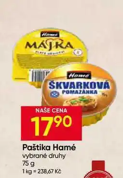 Hruška Hamé paštika 75g, různé druhy nabídka