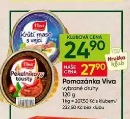 Hruška Viva Pomazánka vybrané druhy nabídka