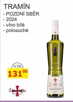 BENE Nápoje Templářské sklepy 0,75l TRAMÍN, POZDNÍ SBĚR - 2024 víno bílé - polosuché nabídka