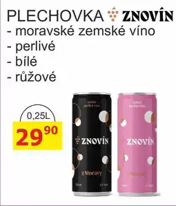BENE Nápoje PLECHOVKA ZNOVÍN - moravské zemské víno - perlivé - bílé - růžové nabídka
