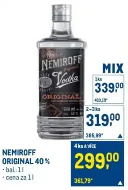 Makro Nemiroff original vodka nabídka