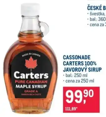 Makro Cassonade carters 100% javorový sirup nabídka