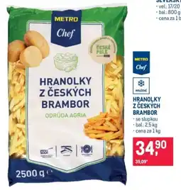 Makro Metro Chef hranolky z českých brambor odrůda agria nabídka