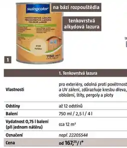 Bauhaus Swingcolor tenkovrstvá lazura nabídka