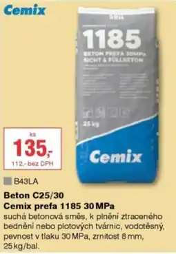 DEK Cemix beton prefa 1185 30 Mpa nabídka