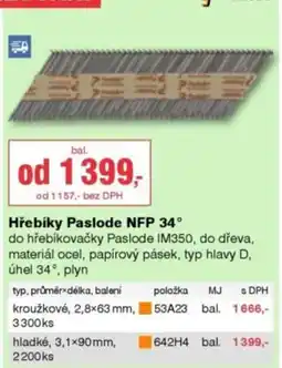 DEK Hřebíky Paslode NFP 34° nabídka