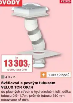 DEK Velux světlovod s pevným tubusem velux tcr ok14 nabídka