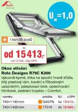 DEK Okno stresni Roto designo r79c k200 nabídka