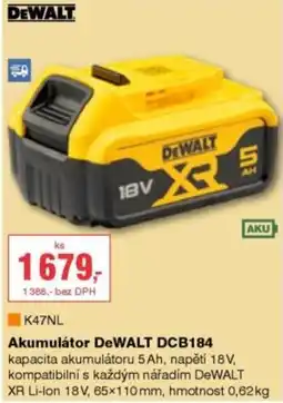 DEK DeWalt akumulátor dcb184 nabídka
